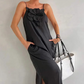 Elegantes Maxikleid mit Spaghettiträgern und floralem Akzent für Damen