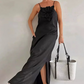 Elegantes Maxikleid mit Spaghettiträgern und floralem Akzent für Damen