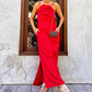 Elegantes Maxikleid mit Spaghettiträgern und floralem Akzent für Damen