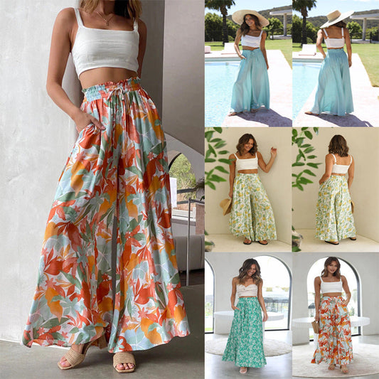 🌺Hose mit weitem Bein und Bohème-Print