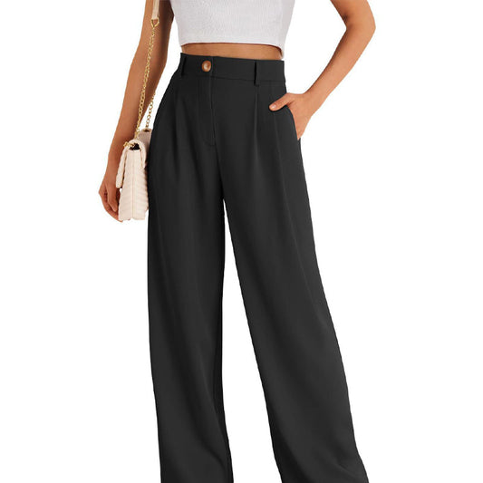 Lässige Damenhose mit hoher Taille und geradem Bein