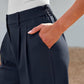 Lässige Damenhose mit hoher Taille und geradem Bein