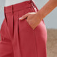 Lässige Damenhose mit hoher Taille und geradem Bein