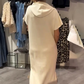 🌸49% Rabatt！🎉 Damen Kapuzenkleid mit kurzen Ärmeln – lockere, lange, einfarbige Passform – perfekt für Zuhause & unterwegs