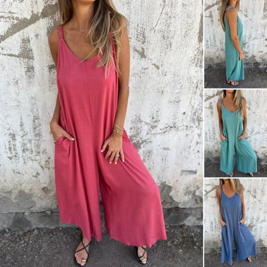 🔥👗Modischer, lockerer Overall aus Leinen-Baumwolle