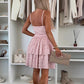 Damen-Minikleid mit Spaghettiträgern und Stufen