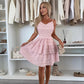 Damen-Minikleid mit Spaghettiträgern und Stufen