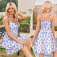 ⏰Heißer Verkauf 49% Rabatt💃Sommerkleider für Damen, lässiges Sommerkleid mit quadratischem Ausschnitt und Blumenmuster und Taschen