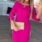 Einfarbiges, knielanges Damenkleid