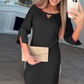 Einfarbiges, knielanges Damenkleid