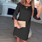 Einfarbiges, knielanges Damenkleid