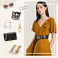 Asymmetrisches Kleid mit V-Ausschnitt und Rüschen für Damen
