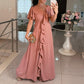 Asymmetrisches Kleid mit V-Ausschnitt und Rüschen für Damen
