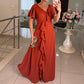 Asymmetrisches Kleid mit V-Ausschnitt und Rüschen für Damen