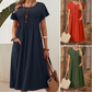 👗Faltenkleid für Damen mit kurzen Ärmeln und Taschen💃