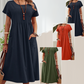 👗Faltenkleid für Damen mit kurzen Ärmeln und Taschen💃