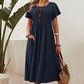 👗Faltenkleid für Damen mit kurzen Ärmeln und Taschen💃