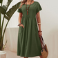 👗Faltenkleid für Damen mit kurzen Ärmeln und Taschen💃