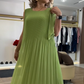 Fließendes grünes ärmelloses Maxikleid