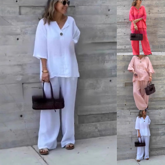🤍2-teiliges Set aus Oberteil und Hose im Loose Fit für Damen
