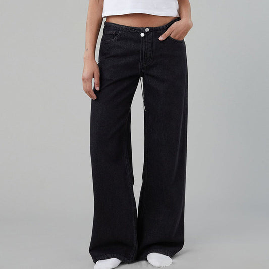 🎀 Salzig und süß! Weite Hose mit verstellbarem Kordelzug und niedriger Leibhöhe für mehrmaliges Tragen 👖