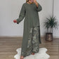 2-teiliges Set aus asymmetrischem Oberteil und bedruckter Hose für Damen