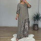2-teiliges Set aus asymmetrischem Oberteil und bedruckter Hose für Damen