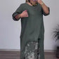 2-teiliges Set aus asymmetrischem Oberteil und bedruckter Hose für Damen