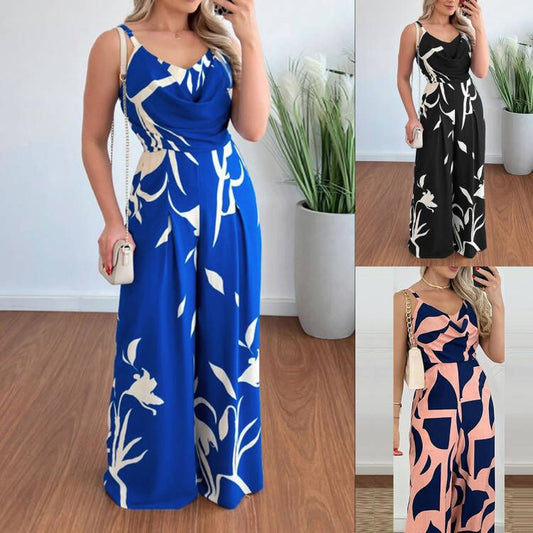 🌸Rückenfreier Jumpsuit mit weitem Bein und Spaghettiträgern für Damen