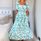 Fließendes Maxikleid mit quadratischem Ausschnitt und Print für Damen