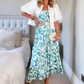 Fließendes Maxikleid mit quadratischem Ausschnitt und Print für Damen