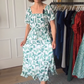 Fließendes Maxikleid mit quadratischem Ausschnitt und Print für Damen