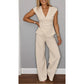 💋Elegantes Damen-Set aus Oberteil und Hose mit V-Ausschnitt