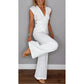💋Elegantes Damen-Set aus Oberteil und Hose mit V-Ausschnitt