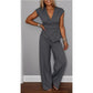 💋Elegantes Damen-Set aus Oberteil und Hose mit V-Ausschnitt
