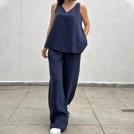 🔥Neuer heißer Verkauf❤️‍🔥Ärmelloses Top und Hose mit weitem Bein für Damen