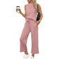 🌸Neu eingetroffen 50 % RABATT💖 Lässiges ärmelloses Damen-Set mit Oberteil und Hose mit weitem Bein, 2-teilig