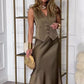 Elegantes Damen-Set mit Weste und Maxirock mit V-Ausschnitt