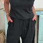 Lässiges Tanktop- und Hosenset mit weitem Bein für Damen
