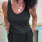 Lässiges Tanktop- und Hosenset mit weitem Bein für Damen