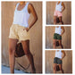 🍃 Distressed-Jeansshorts mit hoher Taille und Kordelzug
