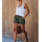 🍃 Distressed-Jeansshorts mit hoher Taille und Kordelzug