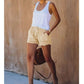 🍃 Distressed-Jeansshorts mit hoher Taille und Kordelzug