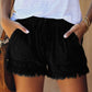 🍃 Distressed-Jeansshorts mit hoher Taille und Kordelzug