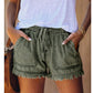 🍃 Distressed-Jeansshorts mit hoher Taille und Kordelzug