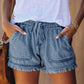 🍃 Distressed-Jeansshorts mit hoher Taille und Kordelzug
