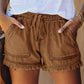 🍃 Distressed-Jeansshorts mit hoher Taille und Kordelzug