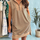🎉Letzter-Tag-Aktion 49% RABATT💃Lässiges Strickkleid mit Streifen, Reißverschluss-Ausschnitt und Flügelärmeln