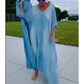 Lässiges, lockeres Maxikleid mit V-Ausschnitt für Damen