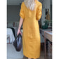 🌸NEUER HEIßER VERKAUF✨Maxikleid mit seitlichem Schlitz und Knopfleiste für Damen